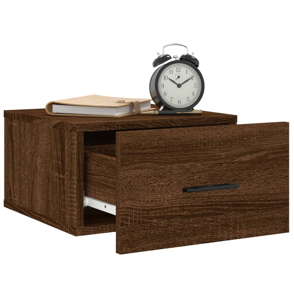 vidaXL Wall-mounted Bedside Cabinets 2 pcs Brown Oak 35x35x20 cm