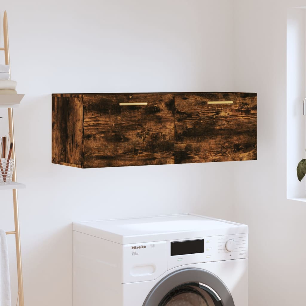 Wall Cabinet Smoked Oak 100x36.5x35 cm Engineered Wood