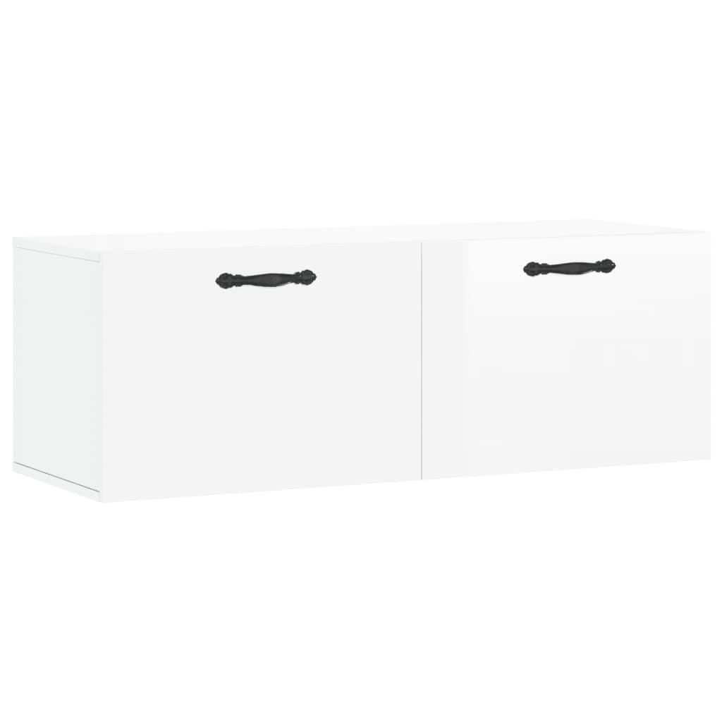 vidaXL Wall Cabinet High Gloss White 100x36.5x35 cm Engineered Wood