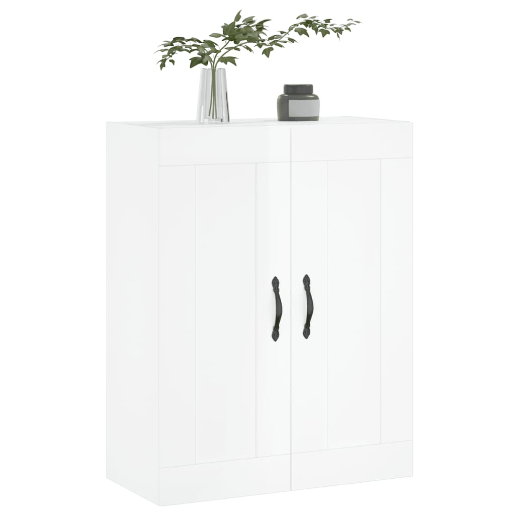 Wall Mounted Cabinet High Gloss White 69.5x34x90 cm Engineered Wood