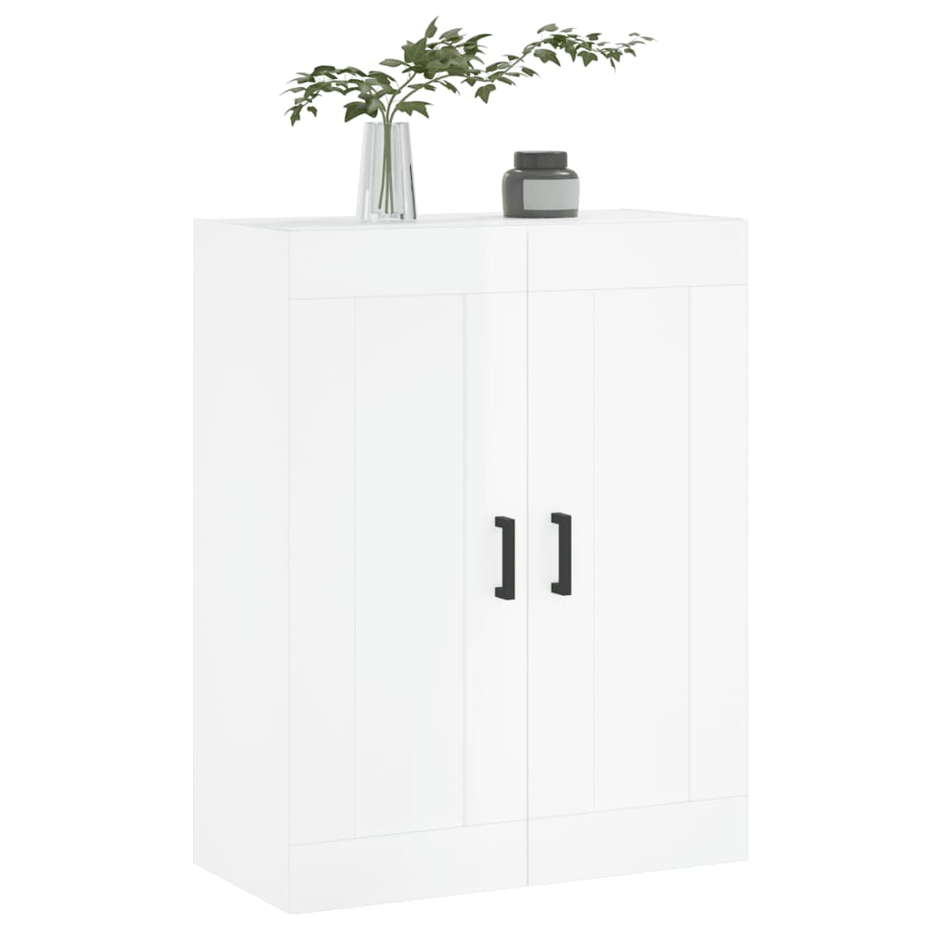 vidaXL Wall Mounted Cabinet High Gloss White 69.5x34x90 cm Engineered Wood