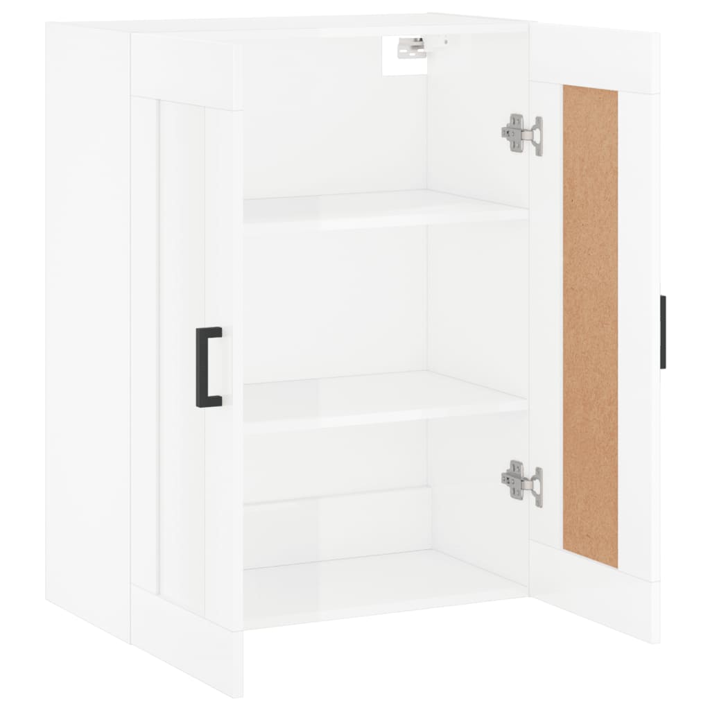 vidaXL Wall Mounted Cabinet High Gloss White 69.5x34x90 cm Engineered Wood