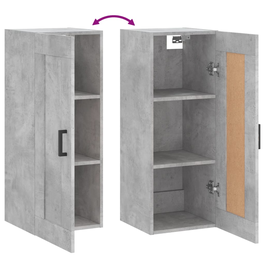Wall Mounted Cabinet Concrete Grey 34,5x34x90 cm Engineered Wood