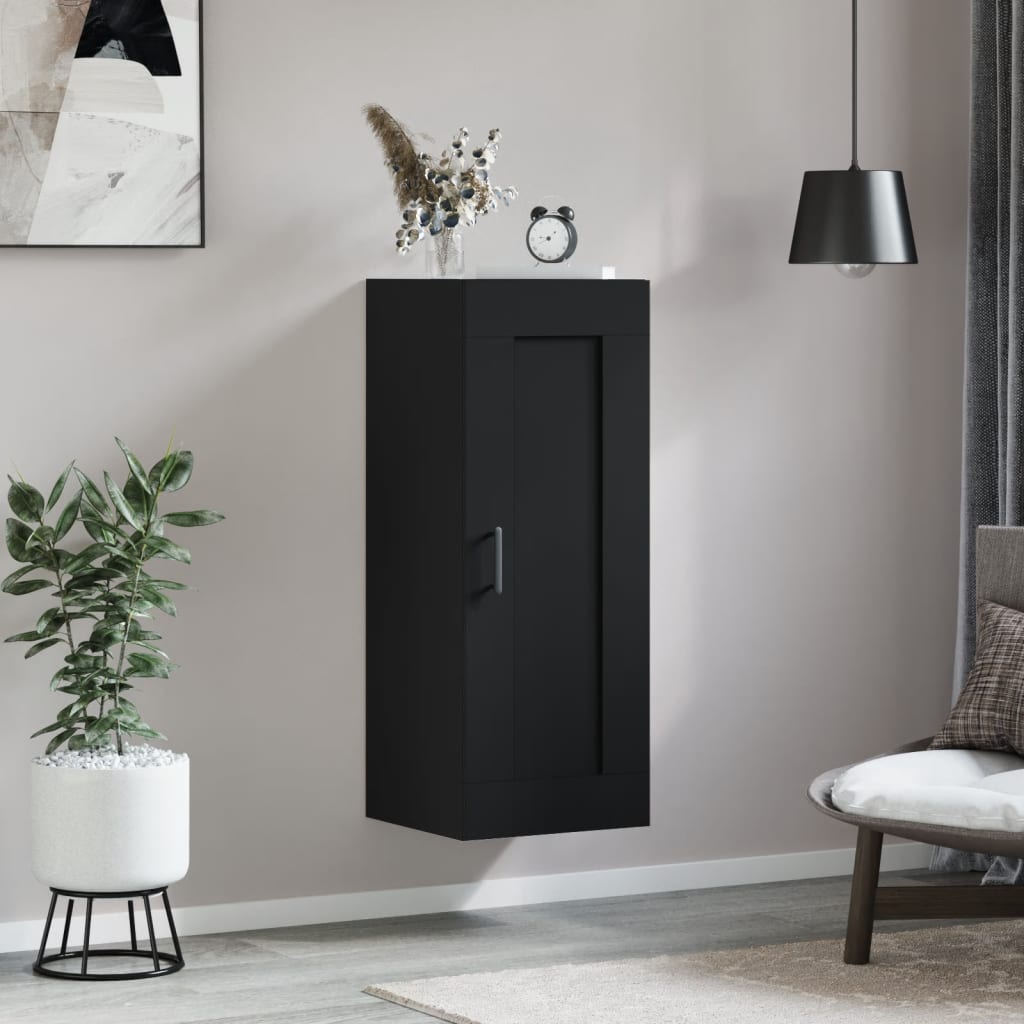 vidaXL Wall Mounted Cabinet Black 34.5x34x90 cm Engineered Wood