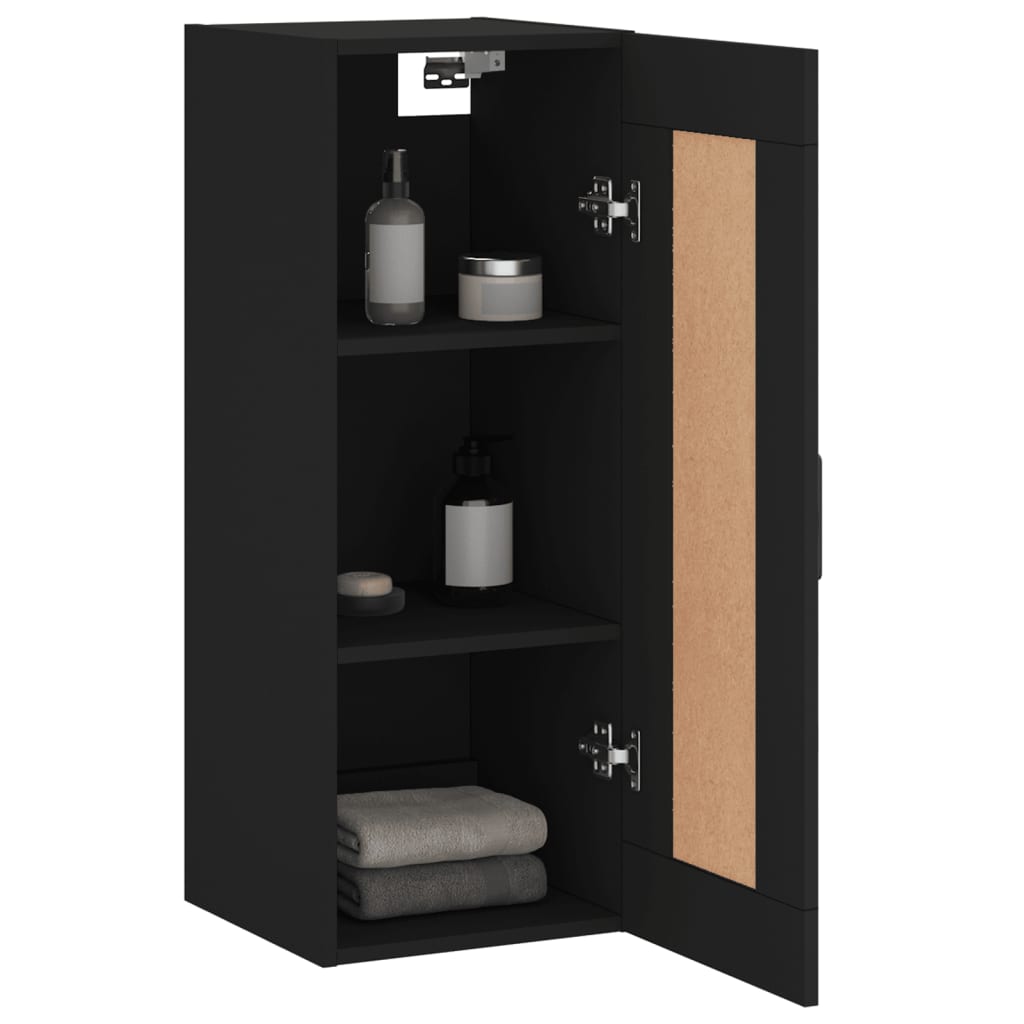 vidaXL Wall Mounted Cabinet Black 34.5x34x90 cm Engineered Wood