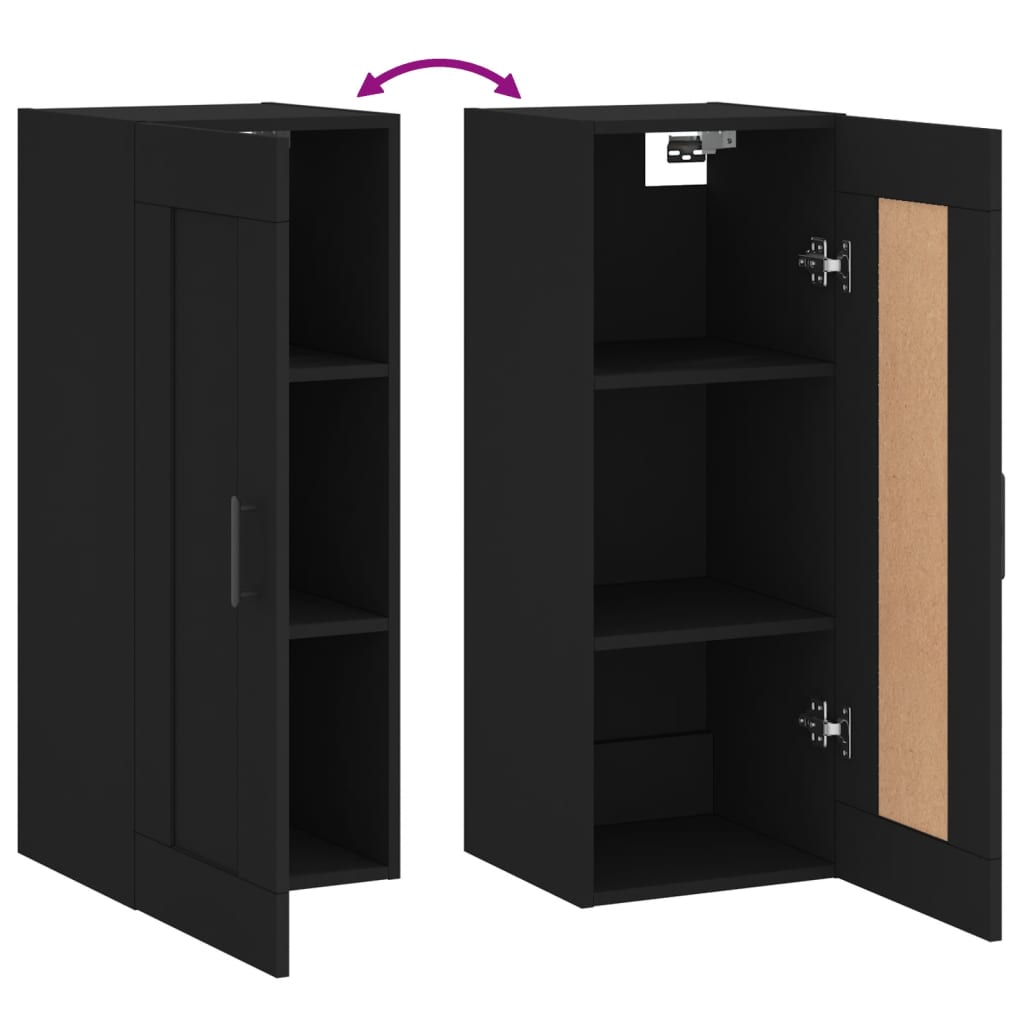 vidaXL Wall Mounted Cabinet Black 34.5x34x90 cm Engineered Wood