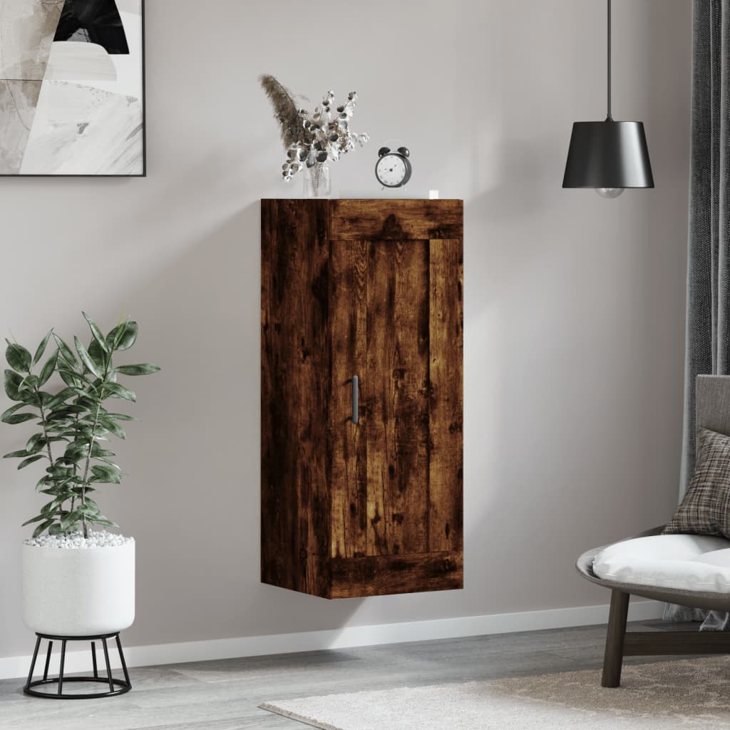 vidaXL Wall Mounted Cabinet Smoked Oak 34.5x34x90 cm Engineered Wood