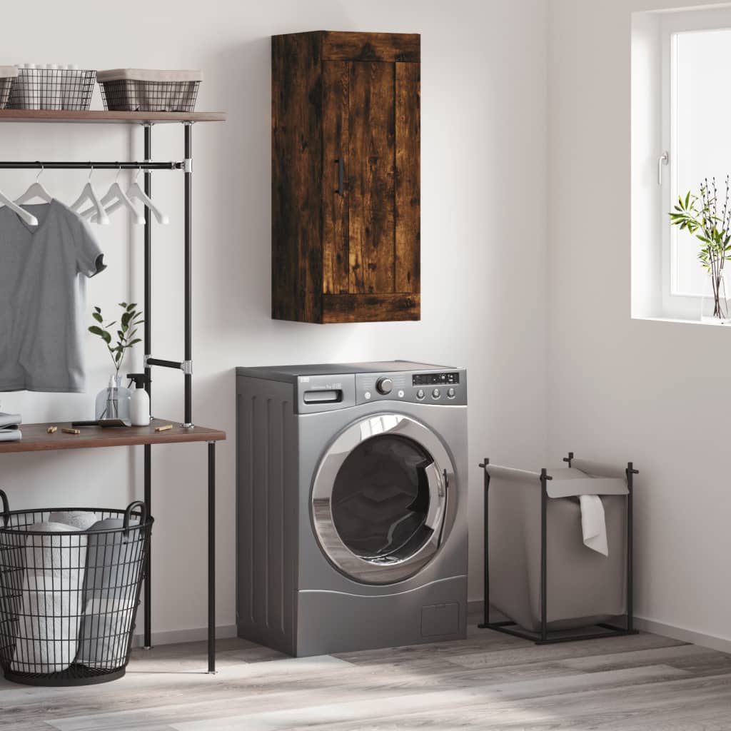 Wall Mounted Cabinet Smoked Oak 34,5x34x90 cm Engineered Wood