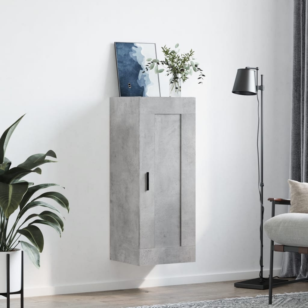 Wall Mounted Cabinet Concrete Grey 34.5x34x90cm Engineered Wood