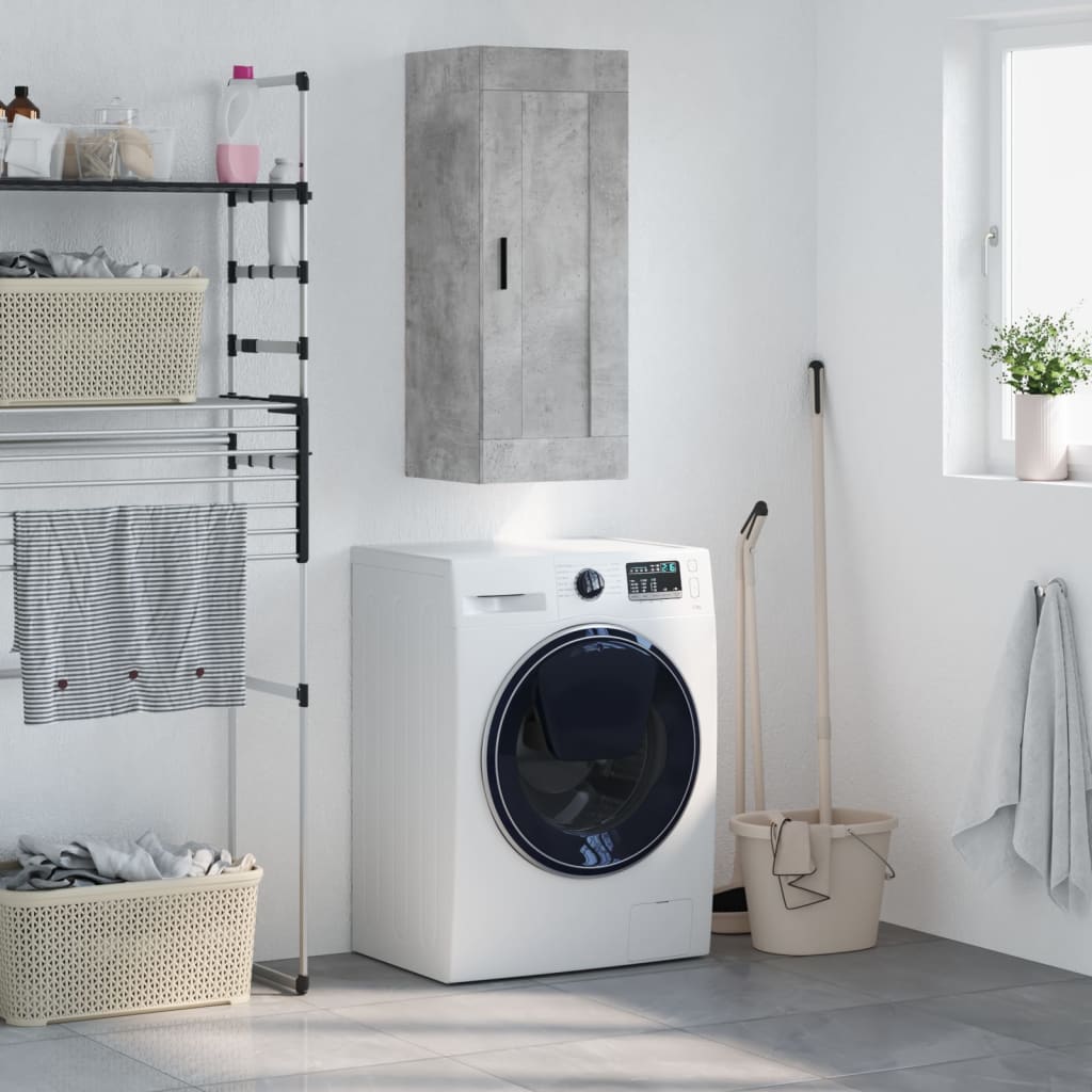 Wall Mounted Cabinet Concrete Grey 34.5x34x90cm Engineered Wood