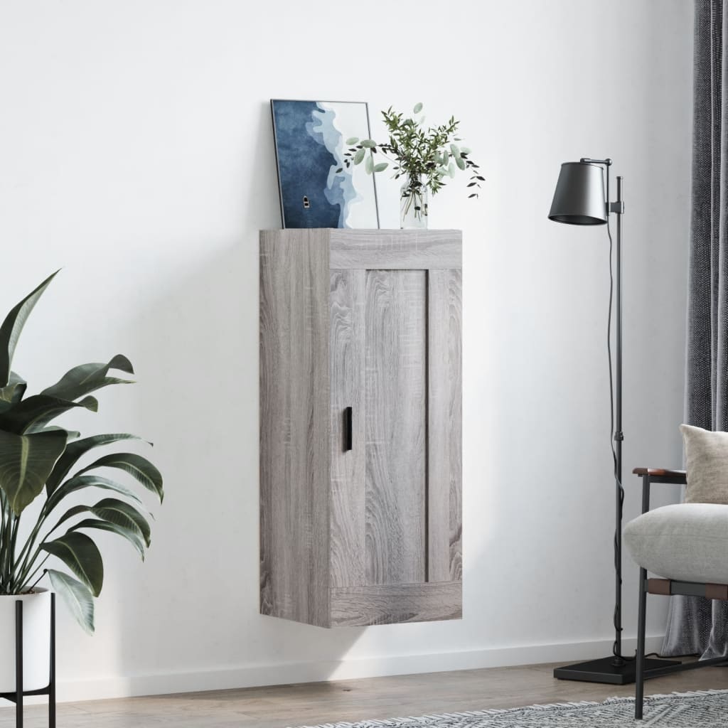 vidaXL Wall Mounted Cabinet Grey Sonoma 34.5x34x90 cm Engineered Wood