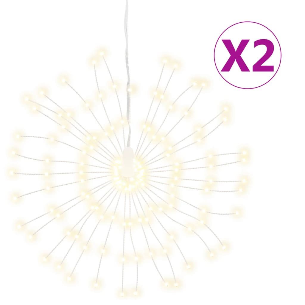 vidaXL Christmas Starburst Lights 140 LEDs 2 pcs Warm White 17 cm