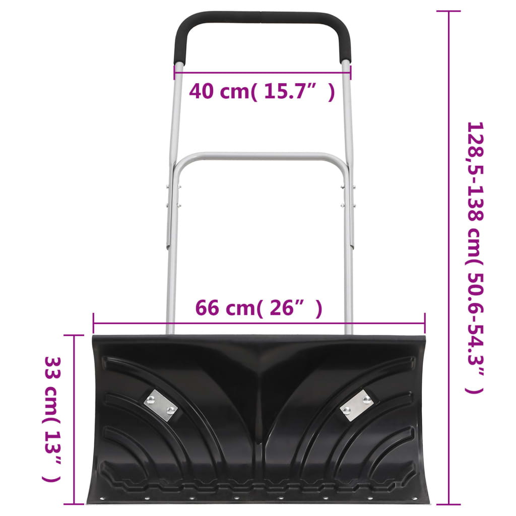 vidaXL Snow Shovel with Extendable Handle Black 66 cm Blade Steel
