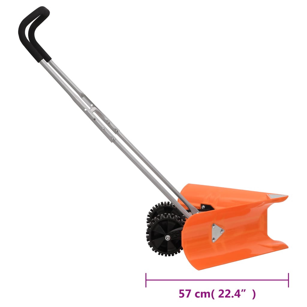 vidaXL Dual Angle Snow Shovel with Extendable Handle Orange Steel