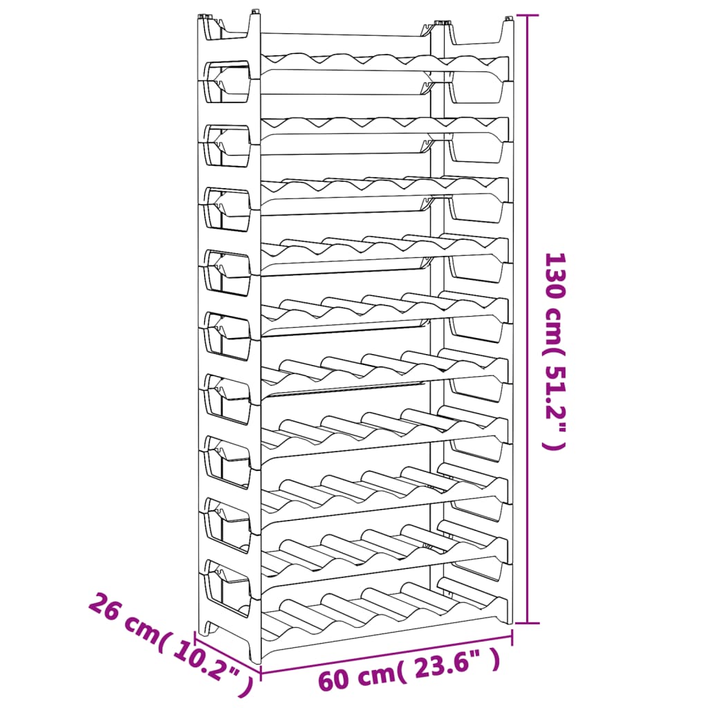 Wine Rack for 60 Bottles PP Stackable