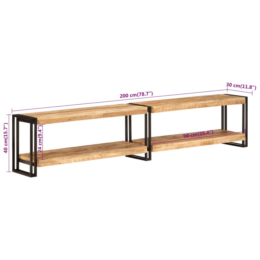 TV Cabinet 200x30x40 cm Solid Wood Mango