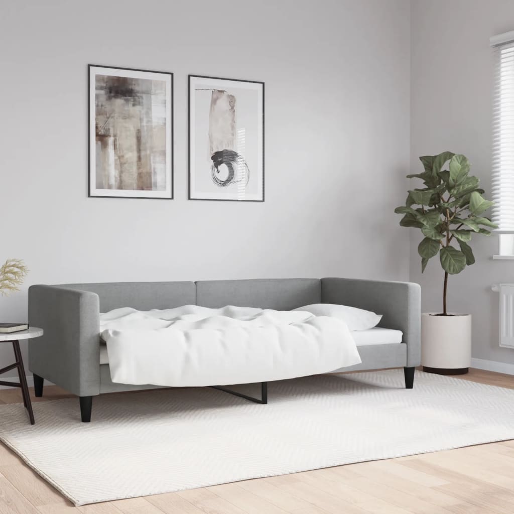 Day Bed without Mattress Light Grey 90x190 cm Single Fabric