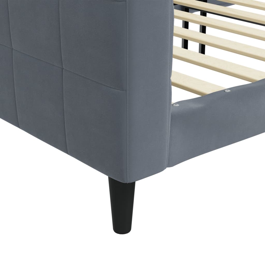 Day Bed without Mattress Dark Grey 90x190 cm Single Velvet