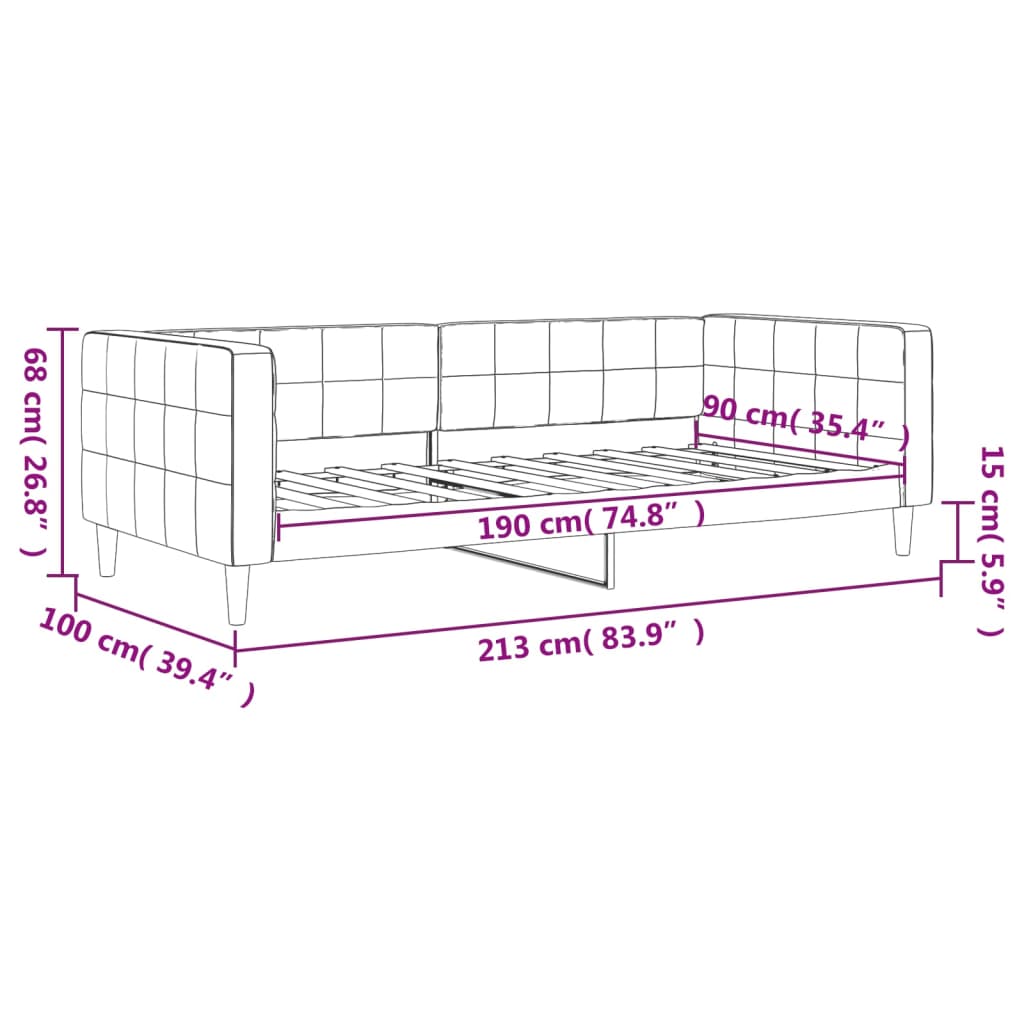 Day Bed without Mattress Dark Grey 90x190 cm Single Velvet