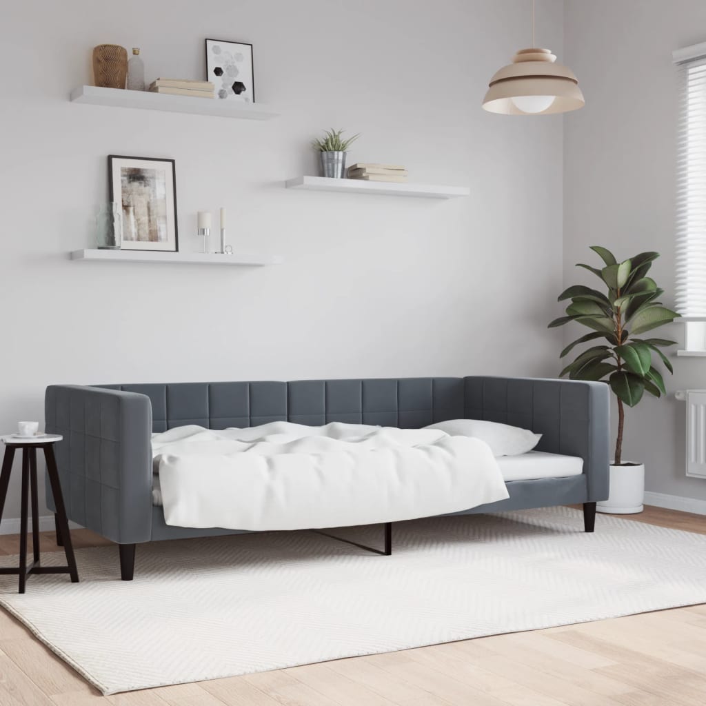 Day Bed without Mattress Dark Grey 90x190 cm Single Velvet
