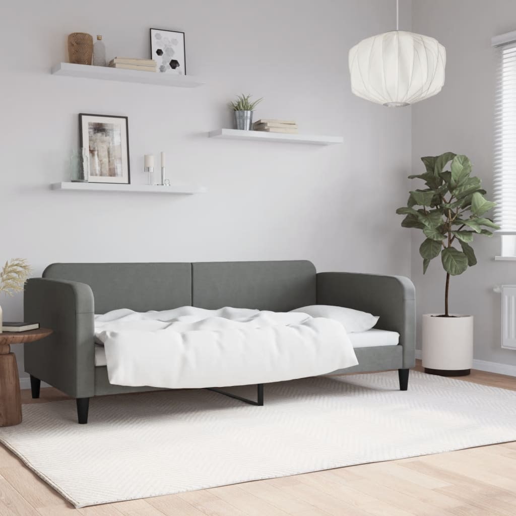 Day Bed without Mattress Dark Grey 90x190 cm Single Fabric