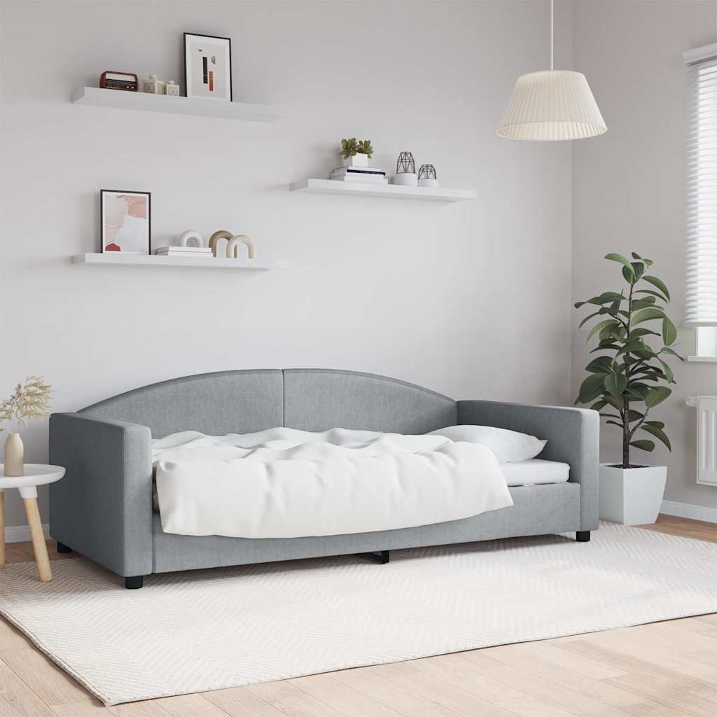 Day Bed without Mattress Light Grey 90x190 cm Single Fabric