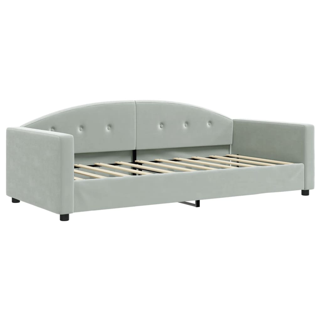 Day Bed without Mattress Light Grey 90x190 cm Single Velvet