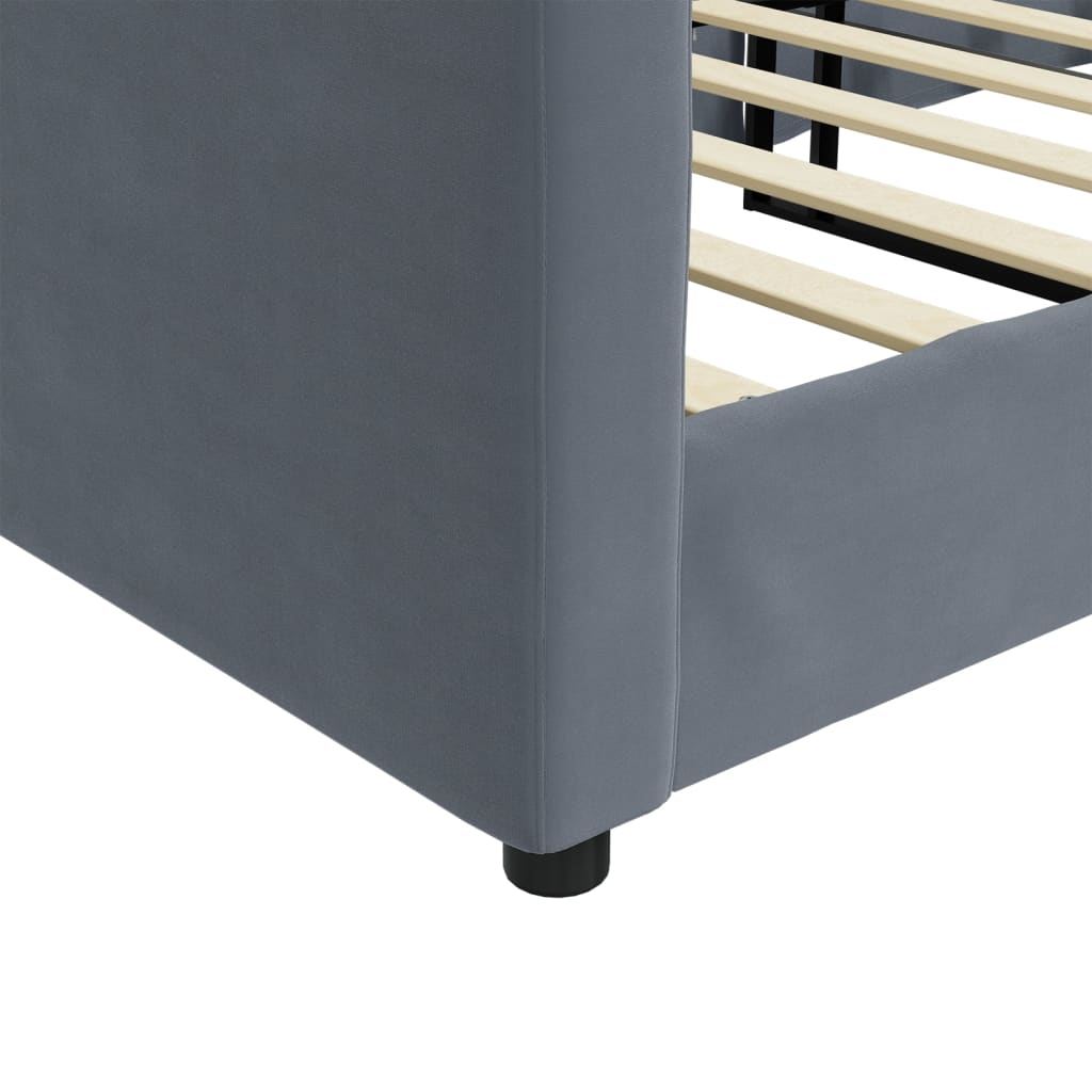 Day Bed without Mattress Dark Grey 90x190 cm Single Velvet