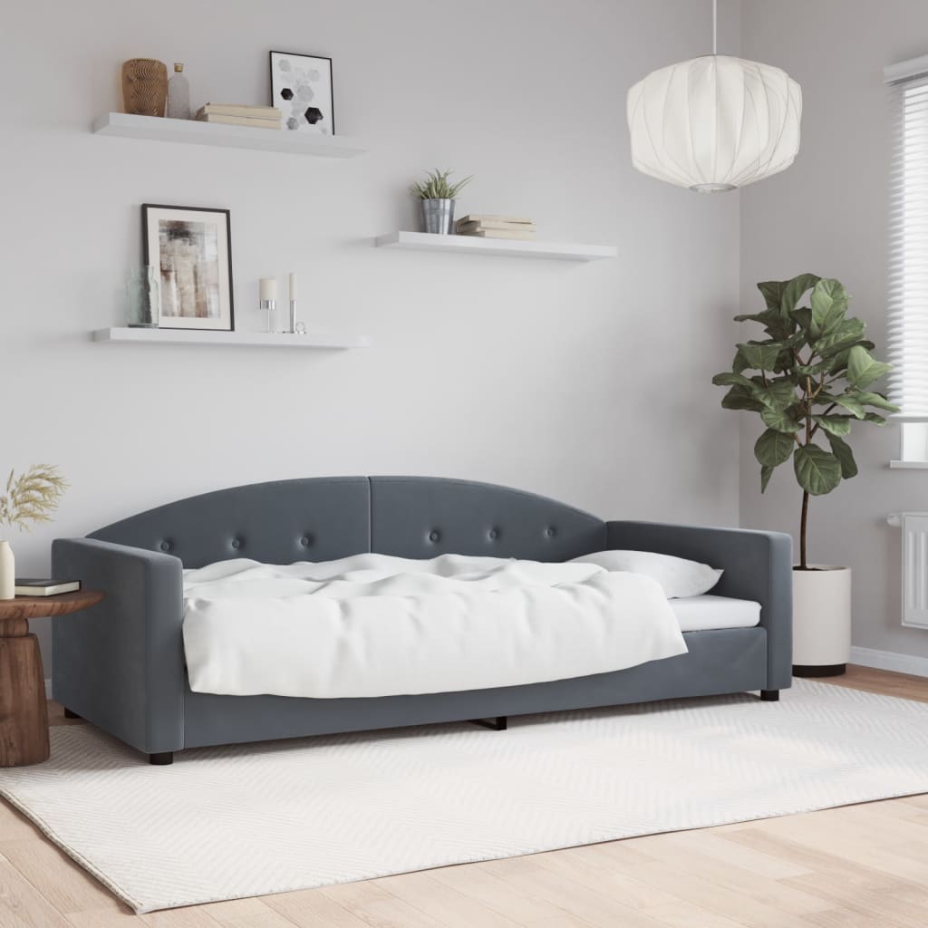 Day Bed without Mattress Dark Grey 90x190 cm Single Velvet