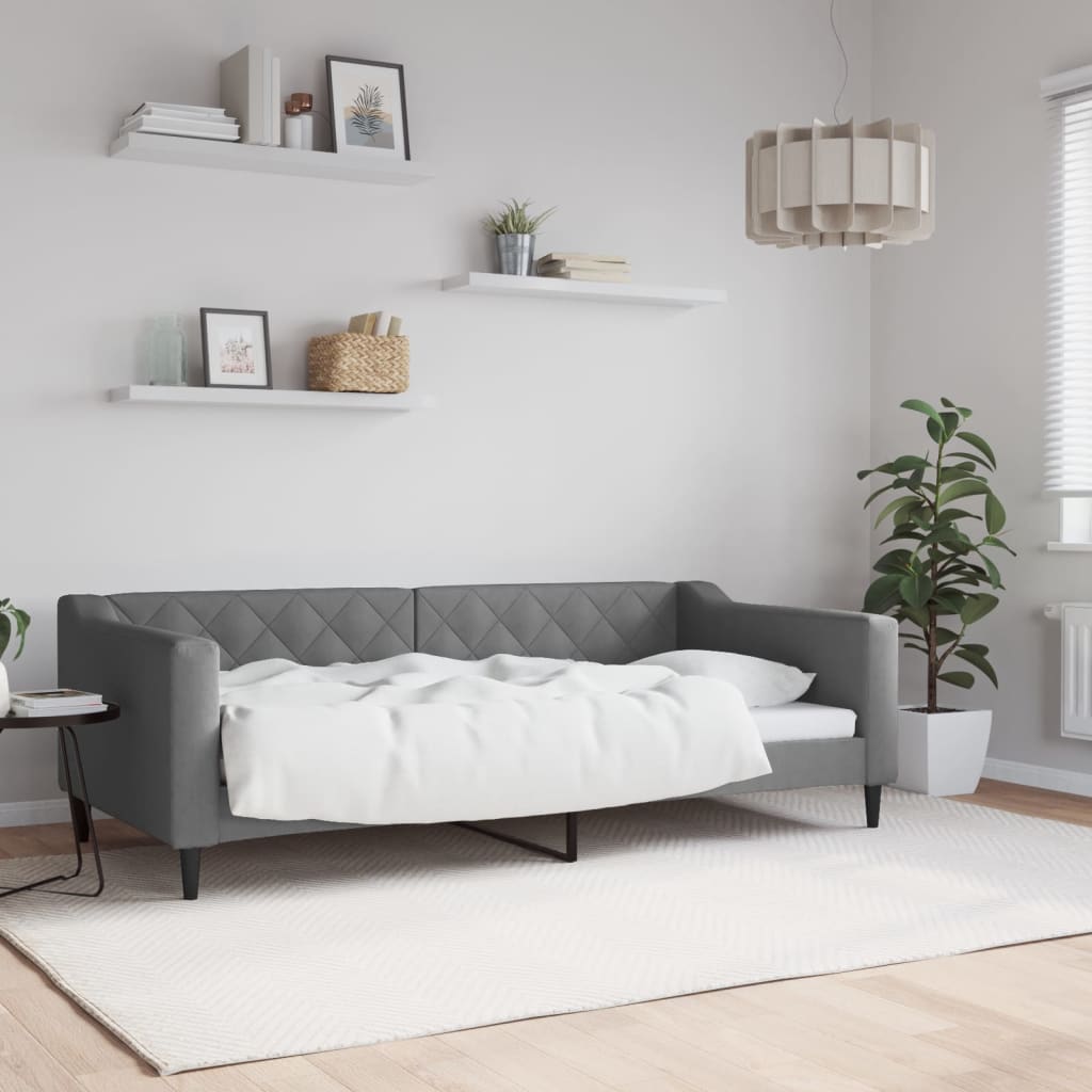 Day Bed without Mattress Dark Grey 90x190 cm Single Fabric