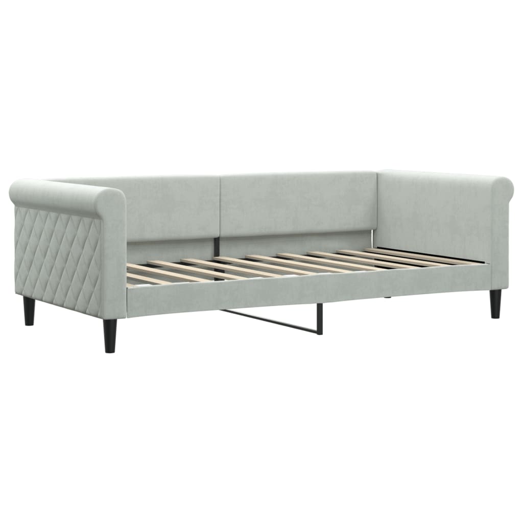 Day Bed without Mattress Light Grey 90x190 cm Single Velvet