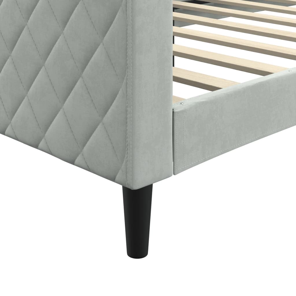 Day Bed without Mattress Light Grey 90x190 cm Single Velvet