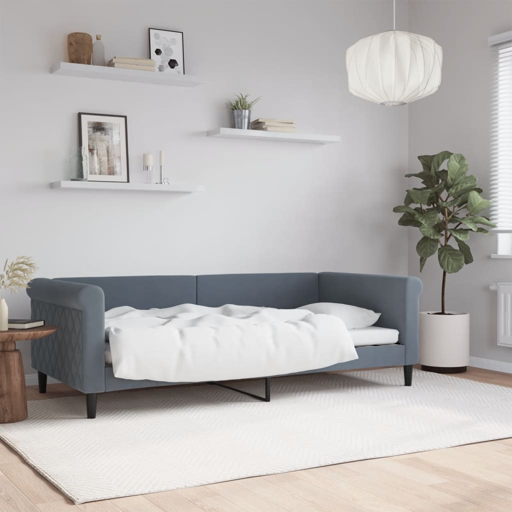 Day Bed without Mattress Dark Grey 90x190 cm Single Velvet