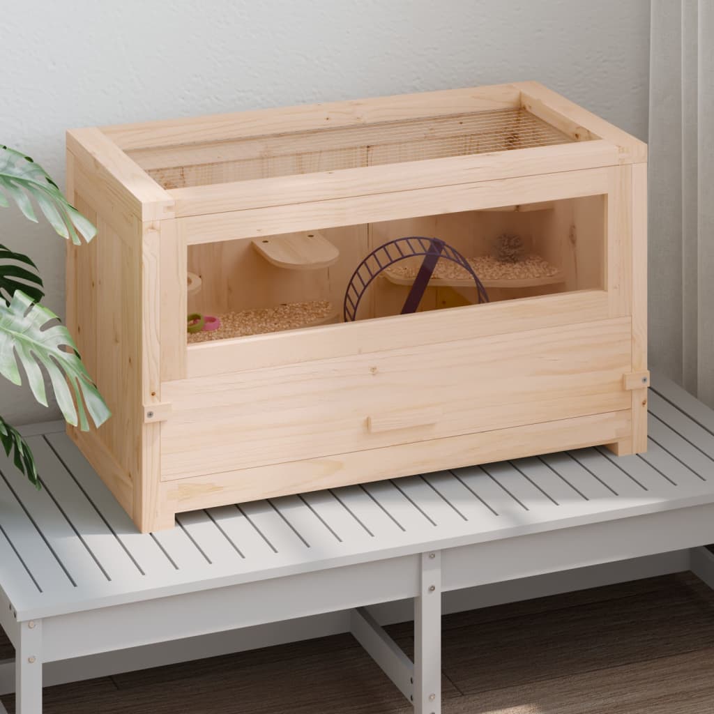 vidaXL Hamster Cage 60x30x35 cm Solid Wood Fir