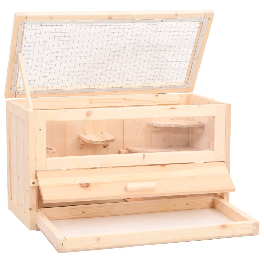 vidaXL Hamster Cage 60x30x35 cm Solid Wood Fir