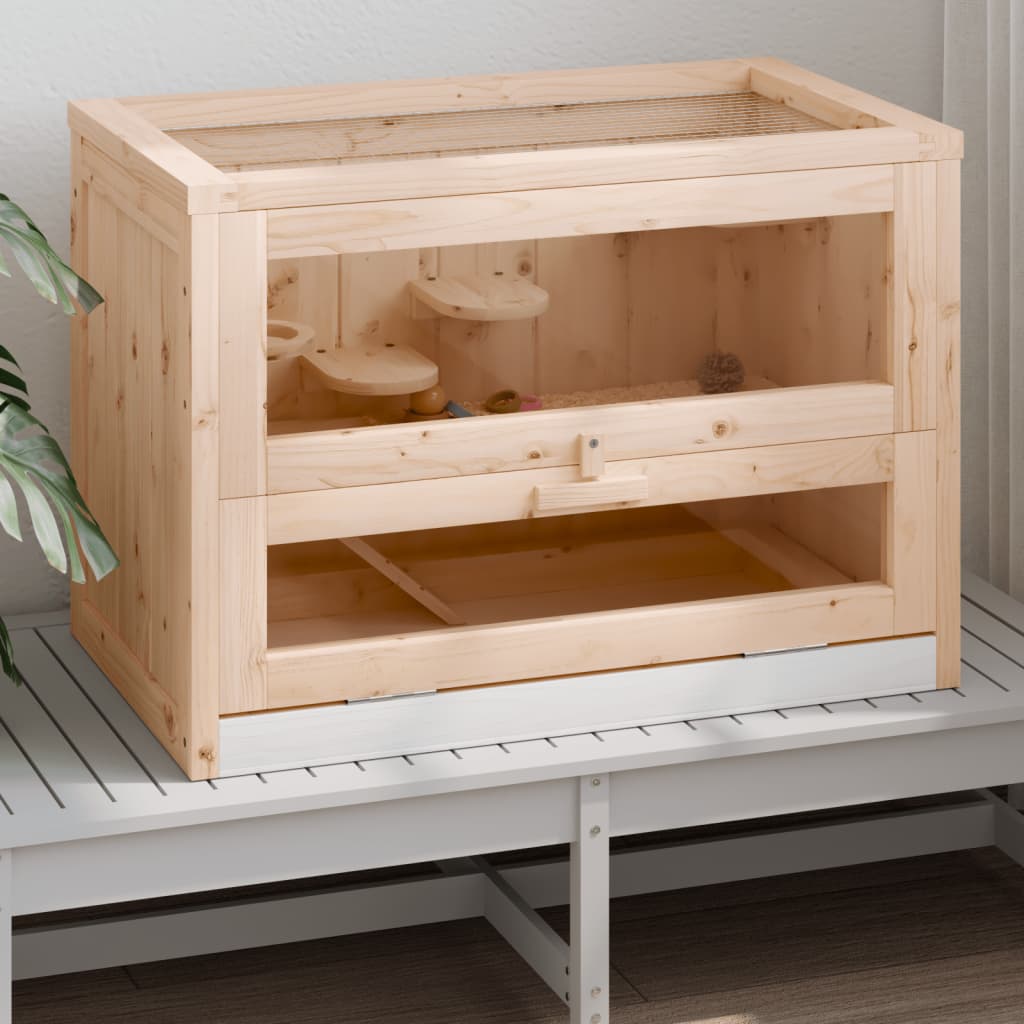 vidaXL Hamster Cage 60x35.5x42 cm Solid Wood Fir