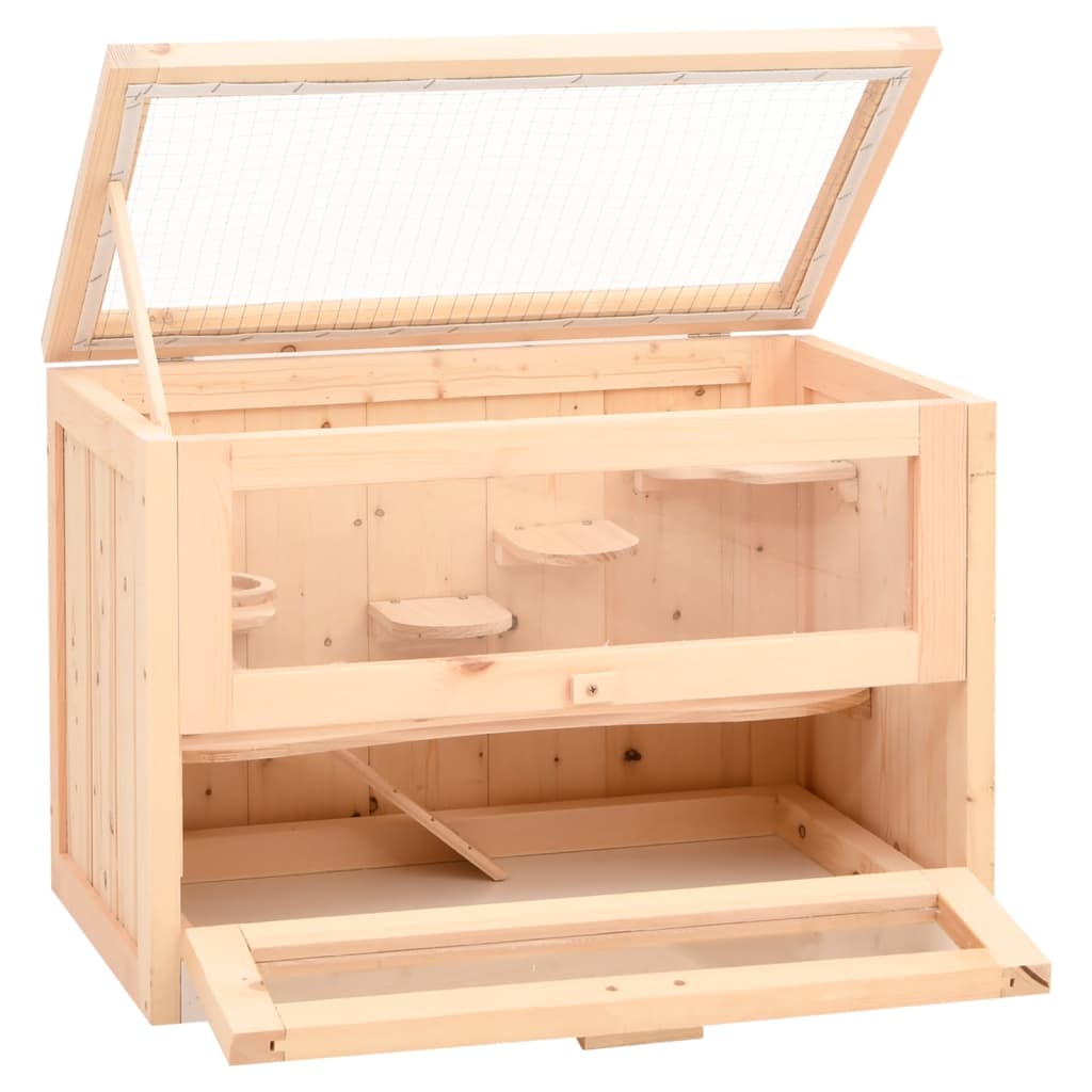 vidaXL Hamster Cage 60x35.5x42 cm Solid Wood Fir