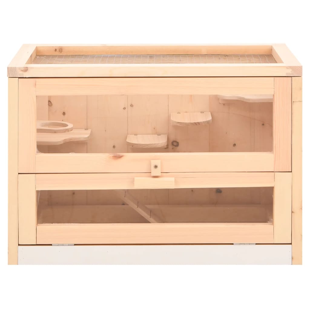 vidaXL Hamster Cage 60x35.5x42 cm Solid Wood Fir