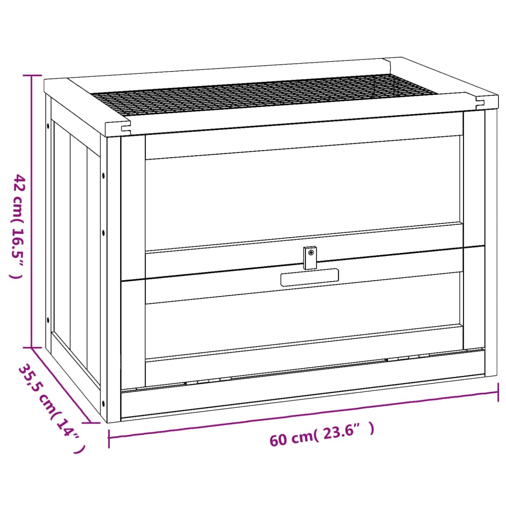 vidaXL Hamster Cage 60x35.5x42 cm Solid Wood Fir