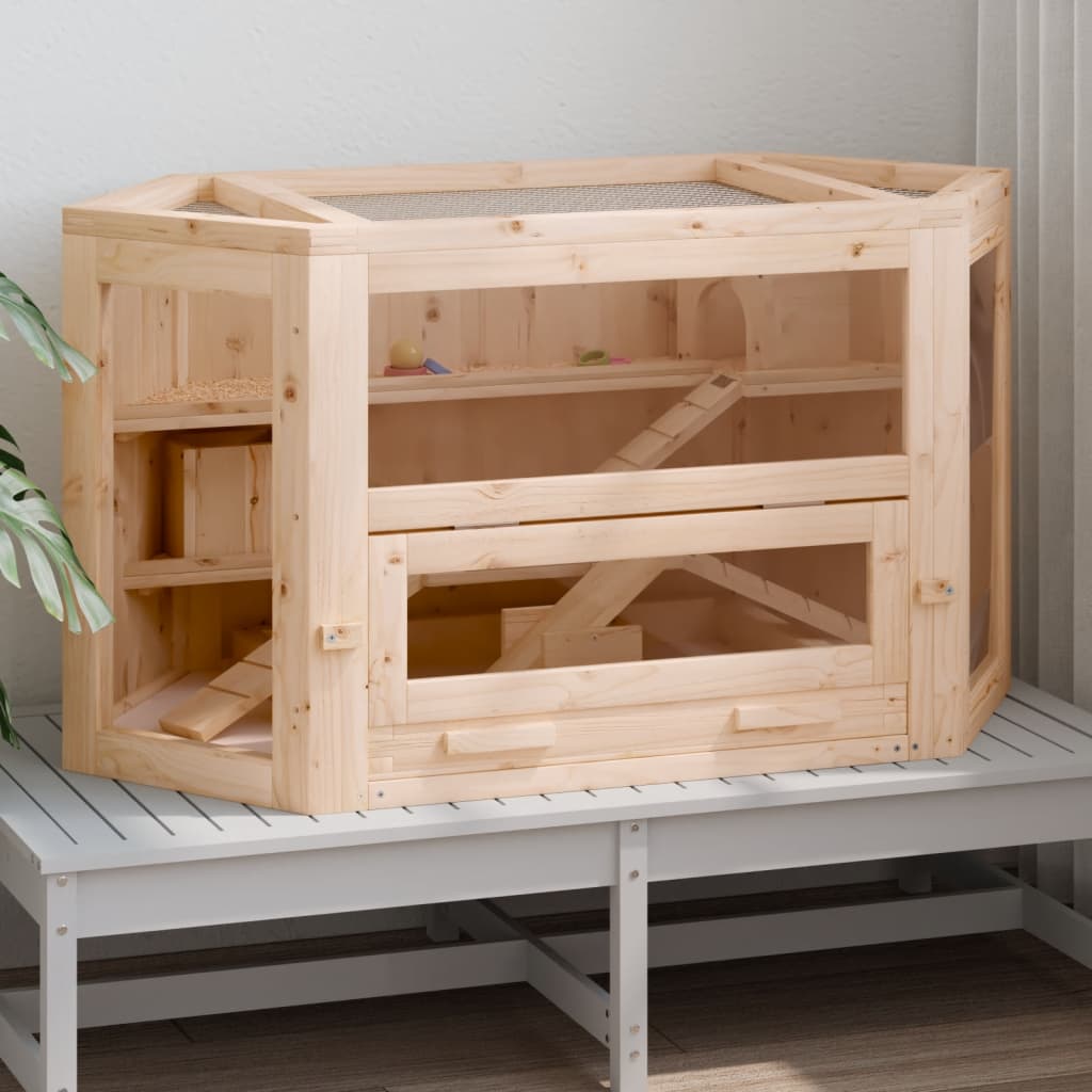 vidaXL Hamster Cage 80x40x43 cm Solid Wood Fir