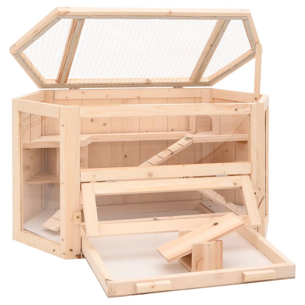 vidaXL Hamster Cage 80x40x43 cm Solid Wood Fir