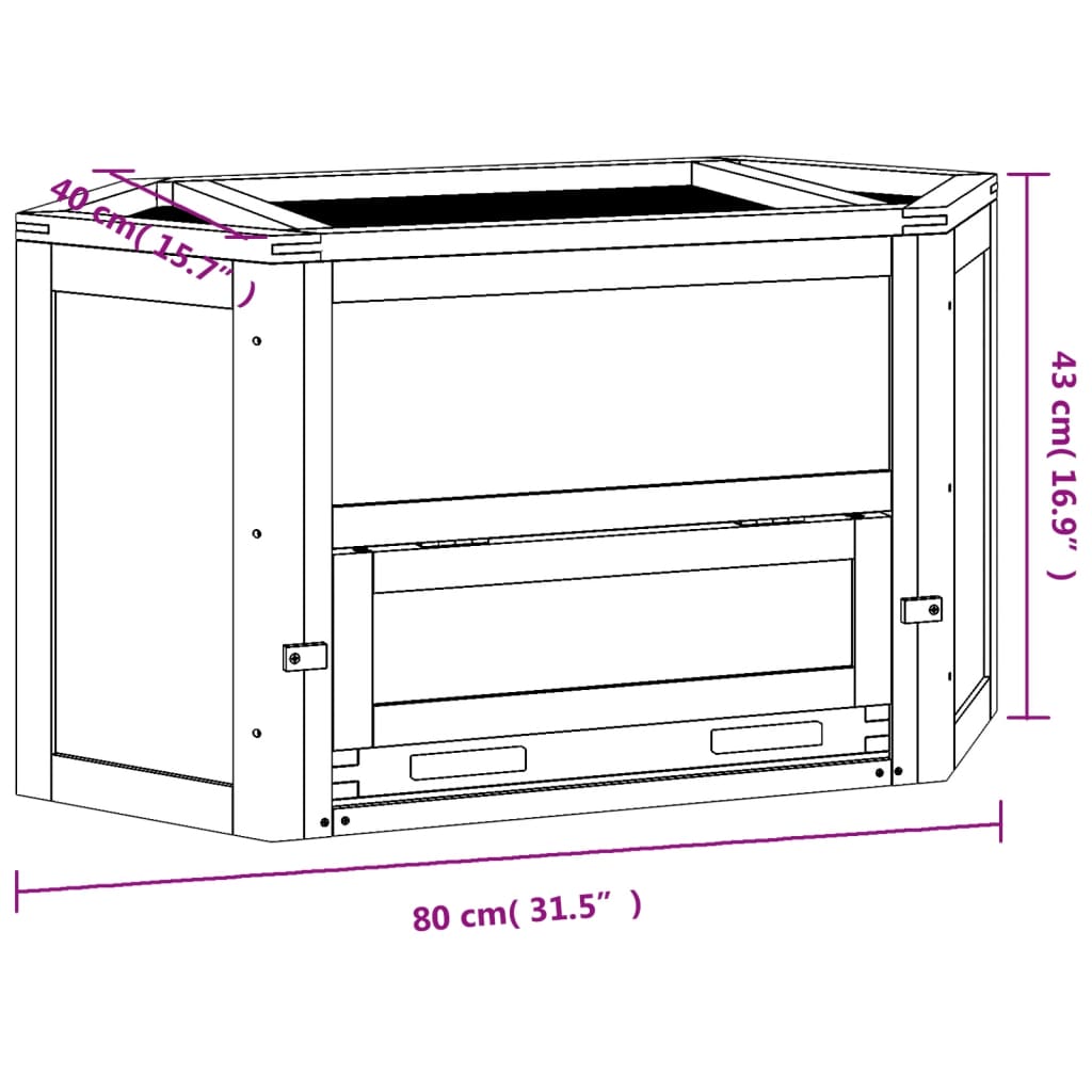 vidaXL Hamster Cage 80x40x43 cm Solid Wood Fir