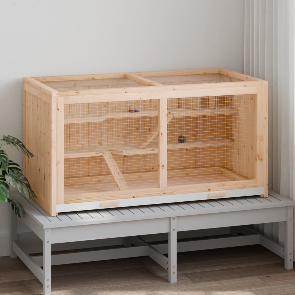 vidaXL Hamster Cage 104x52x54 cm Solid Wood Fir