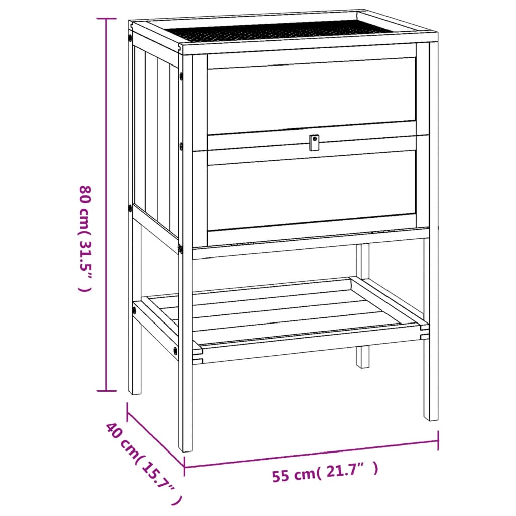 vidaXL Hamster Cage 55x40x80 cm Solid Wood Fir