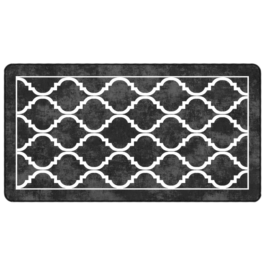 Rug Washable Black and White 80x150 cm