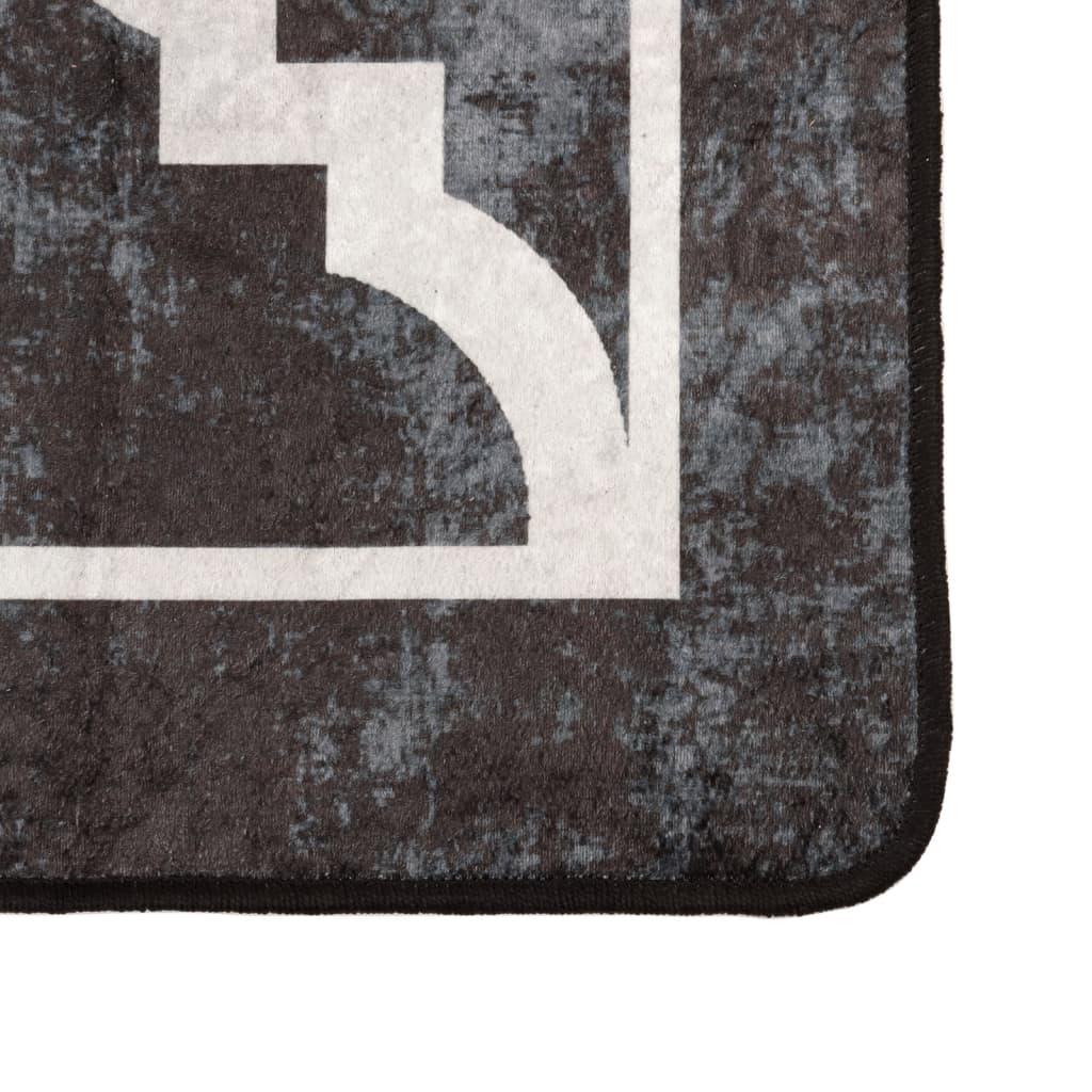 Rug Washable Black and White 80x150 cm