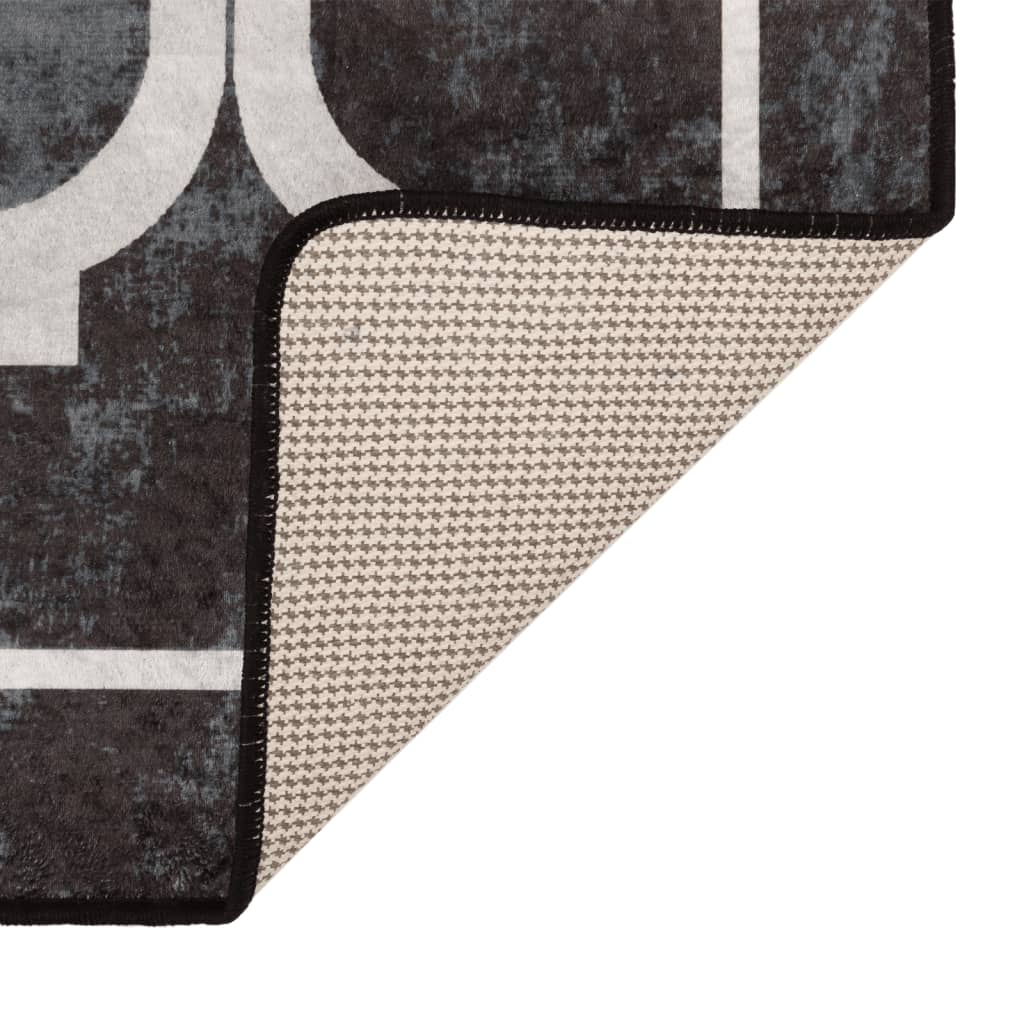 Rug Washable Black and White 80x150 cm