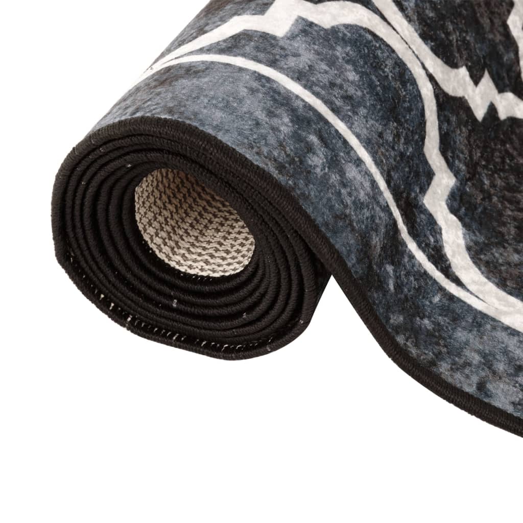 Rug Washable Black and White 80x150 cm