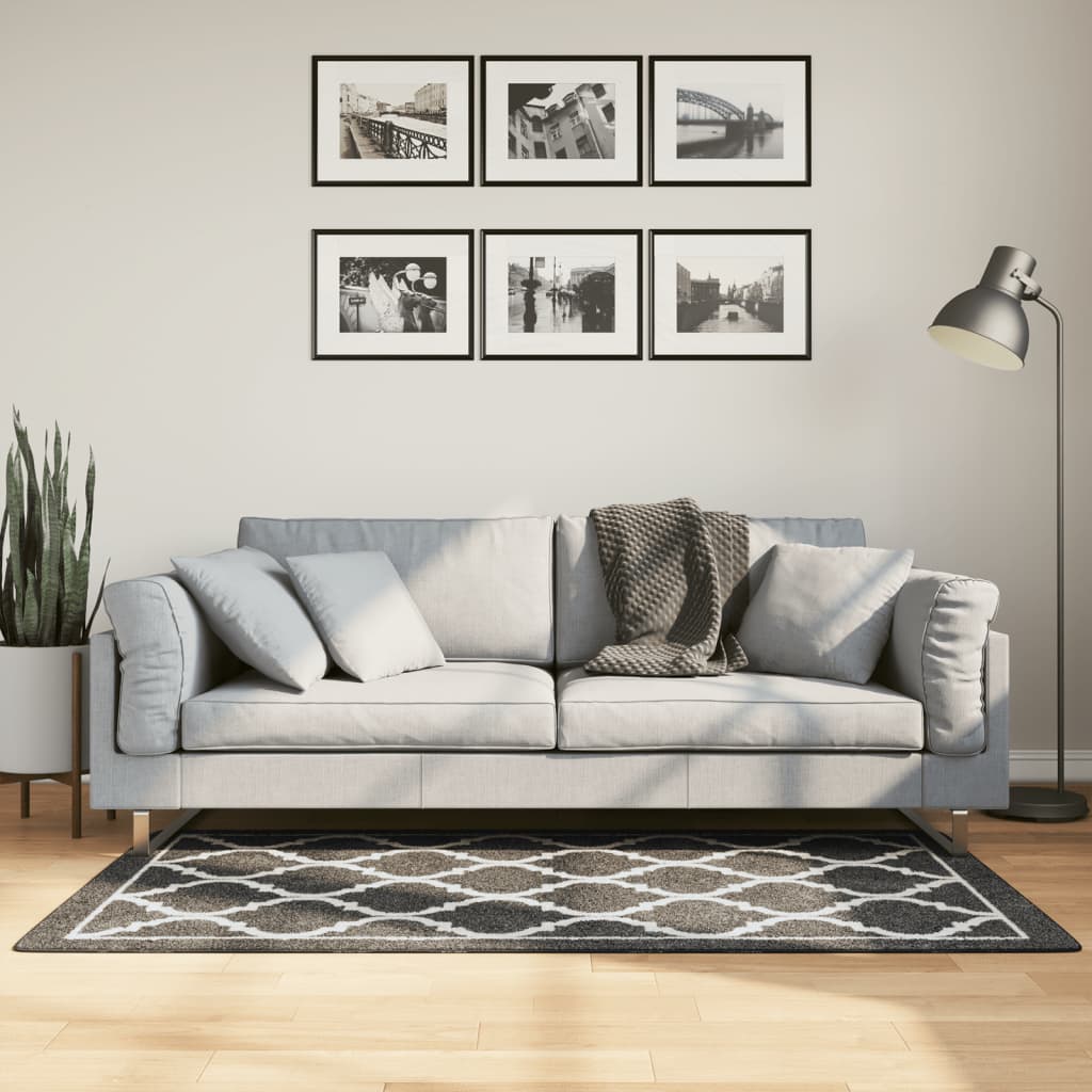 Rug Washable Black and White 80x150 cm