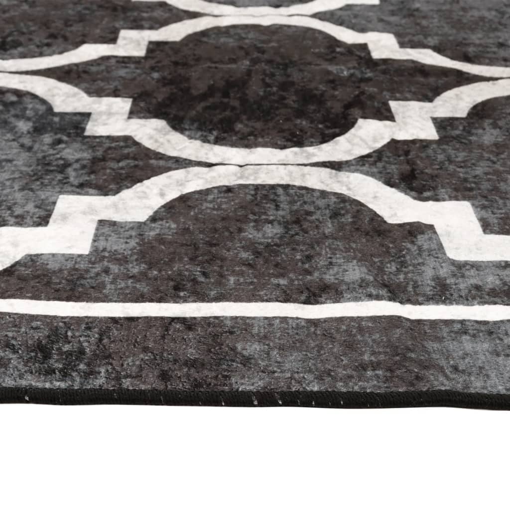 vidaXL Rug Washable Black and White 120x180 cm Anti Slip